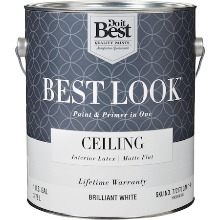 All-Source Best Look Latex Paint & Primer In One Matte Flat Ceiling Paint, Brilliant White, 1 Gal. HW36W0840-16